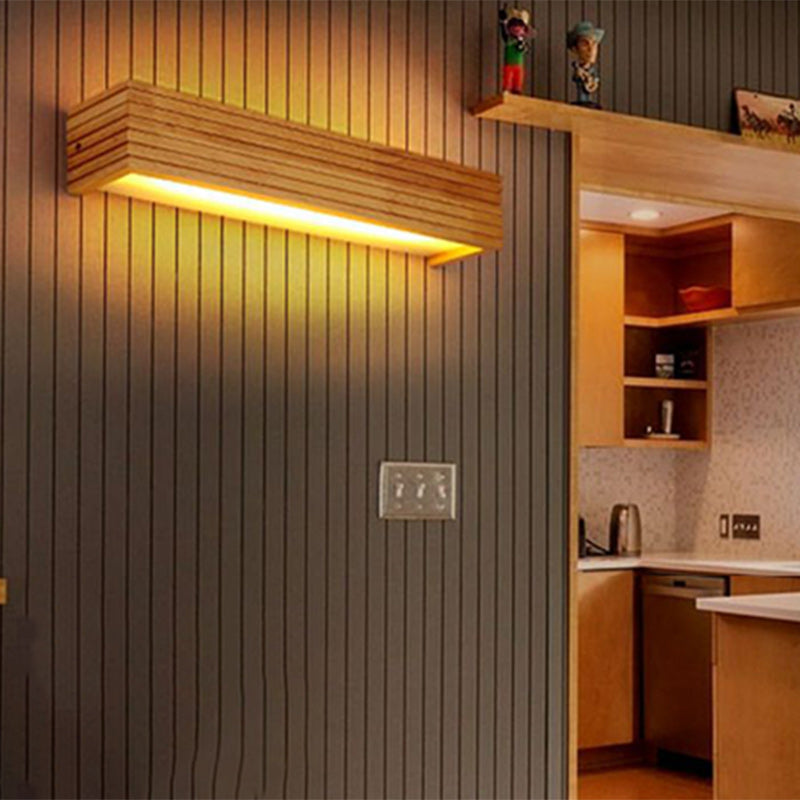 Rectangular Wood Acrylic Living Wall Lamp