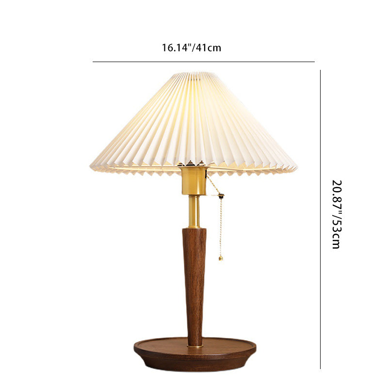 Drum Copper Wood Fabric Table Lamp