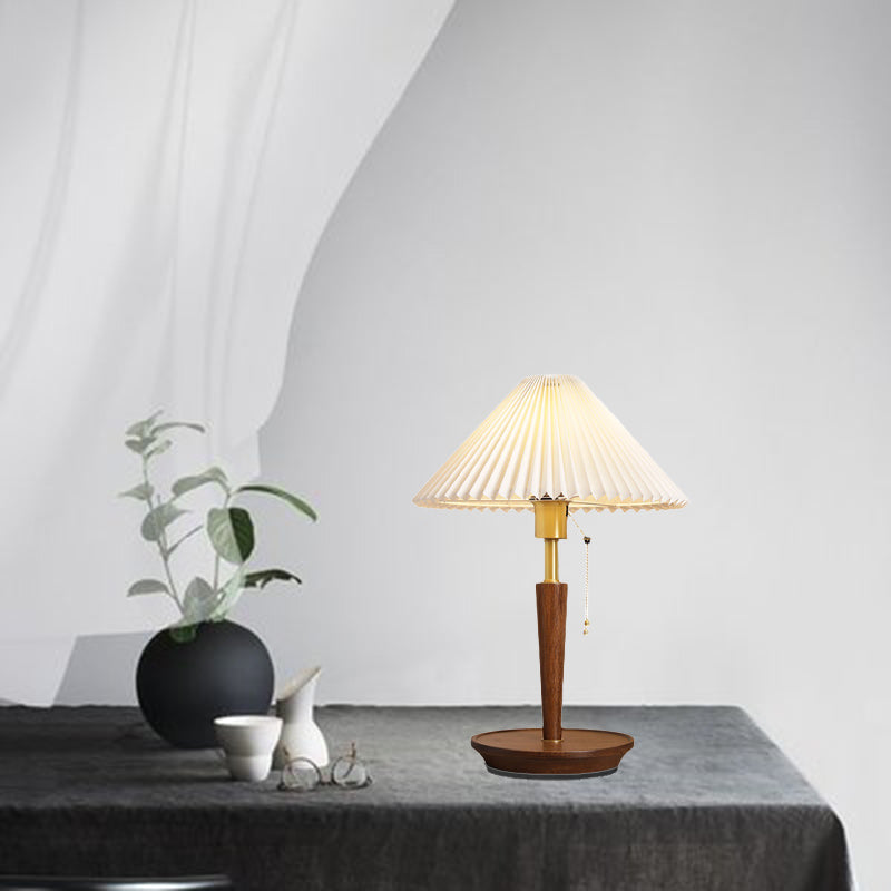 Drum Copper Wood Fabric Table Lamp