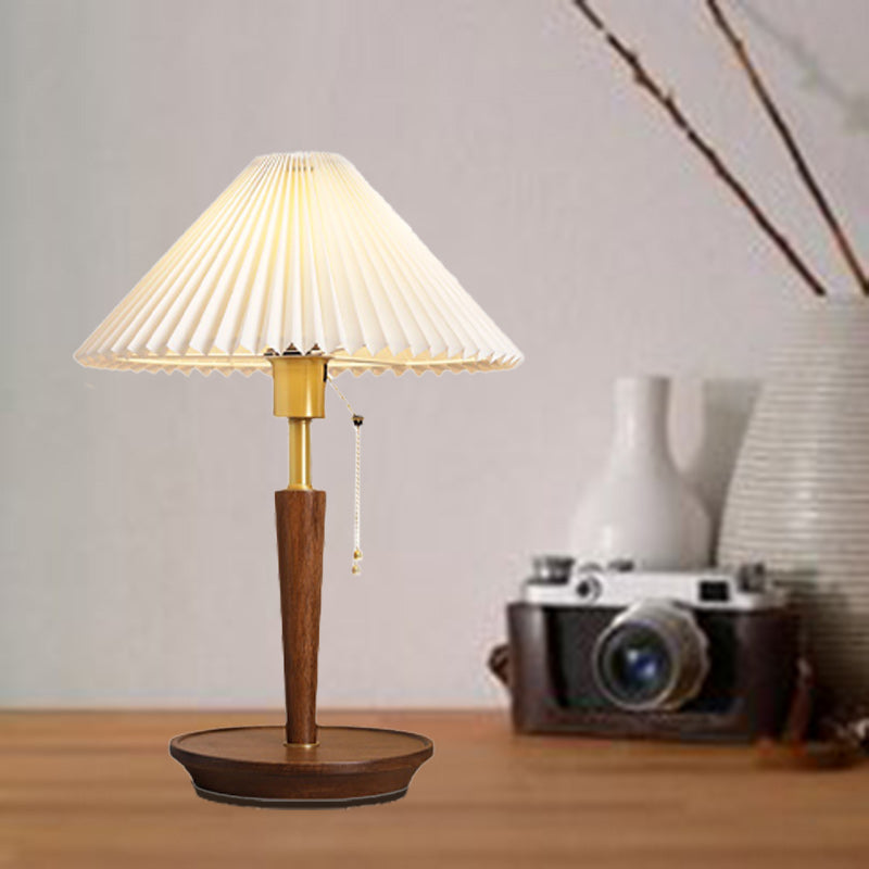 Drum Copper Wood Fabric Table Lamp