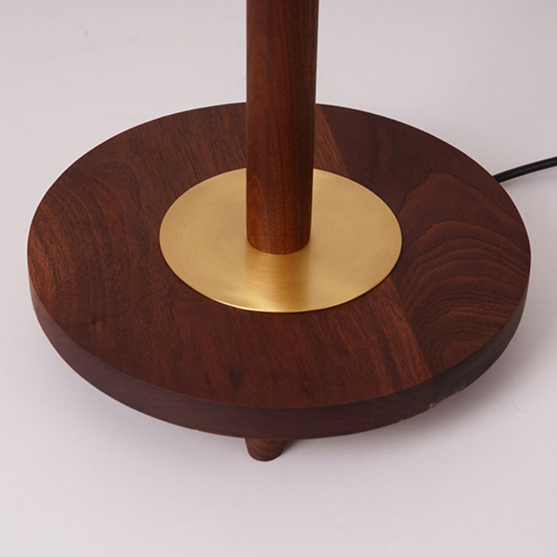 Drum Copper Wood Fabric Table Lamp