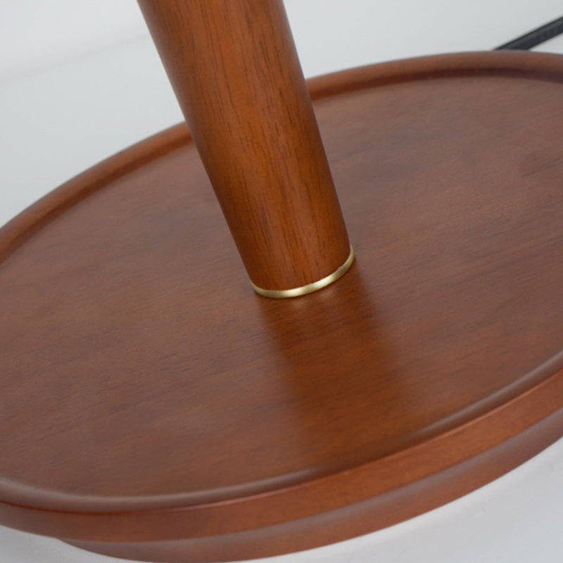 Dome Iron Wood Fabric Table Lamp