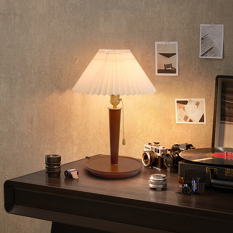 Dome Iron Wood Fabric Table Lamp