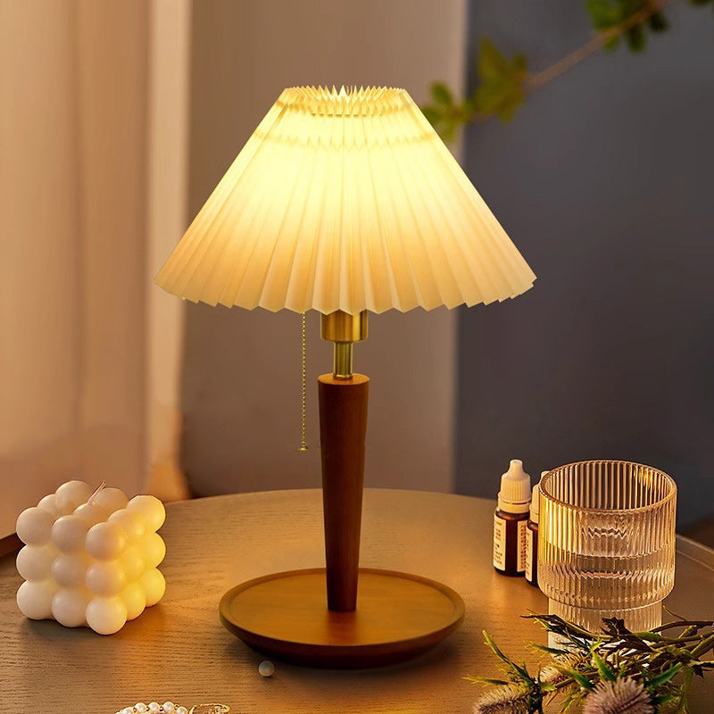 Dome Iron Wood Fabric Table Lamp