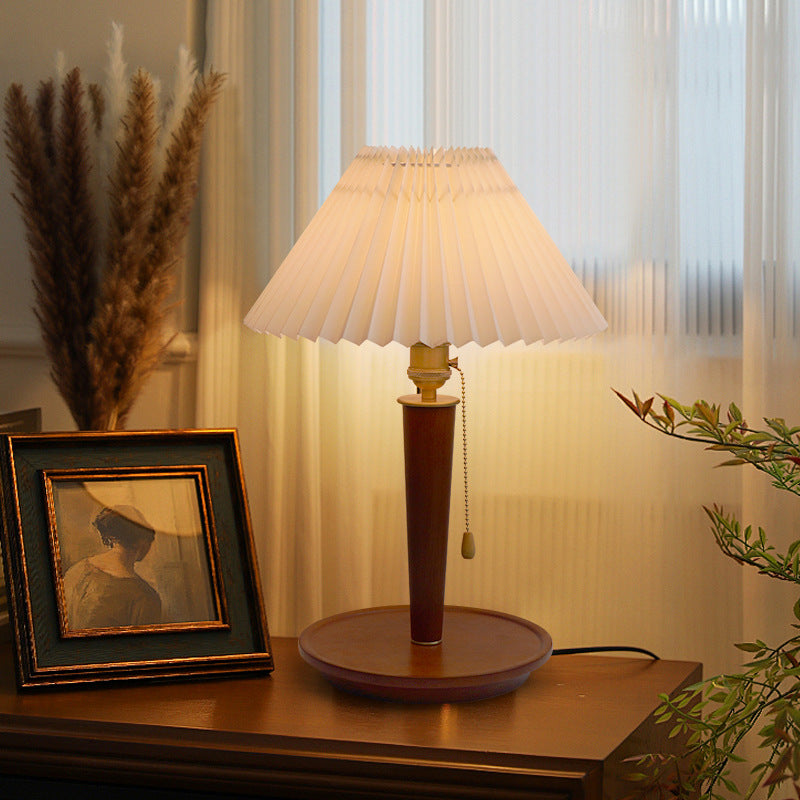 Dome Iron Wood Fabric Table Lamp