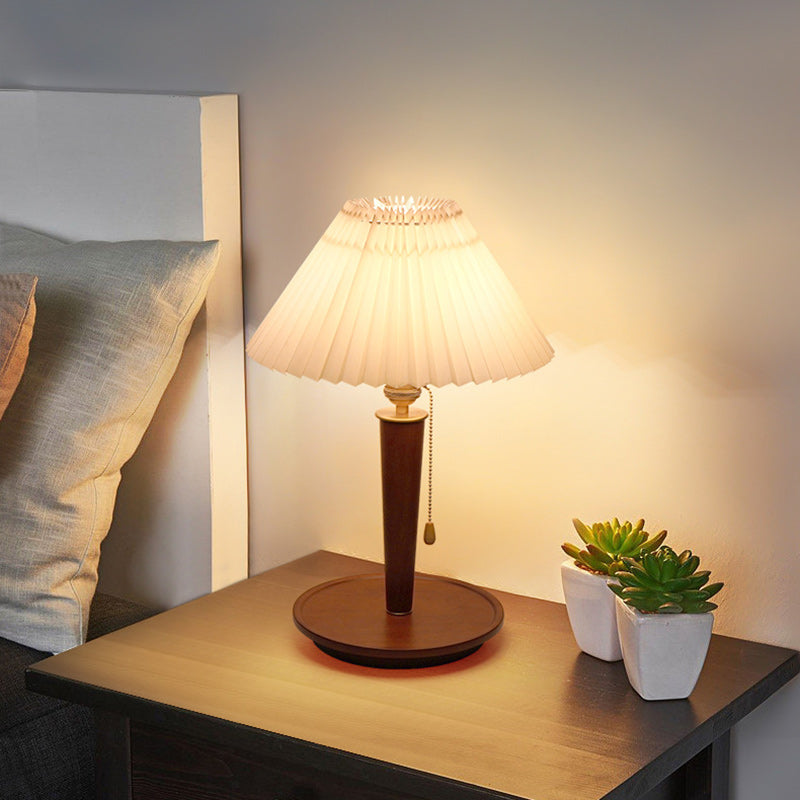 Dome Iron Wood Fabric Table Lamp