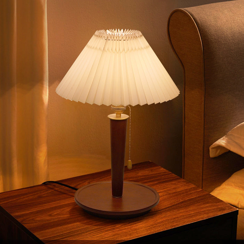 Dome Iron Wood Fabric Table Lamp
