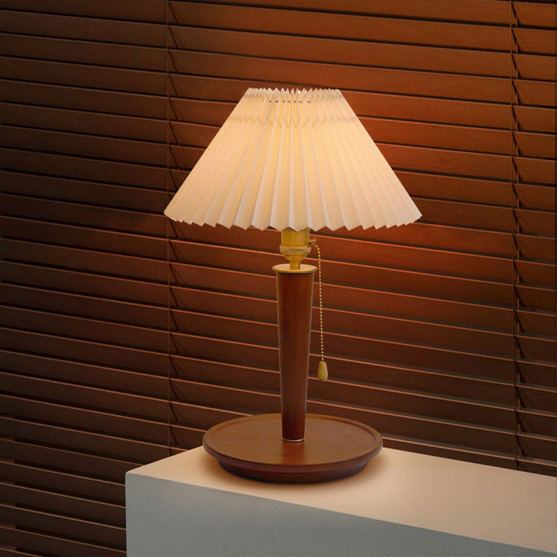Dome Iron Wood Fabric Table Lamp