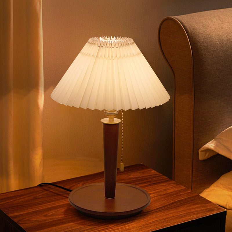Dome Iron Wood Fabric Table Lamp