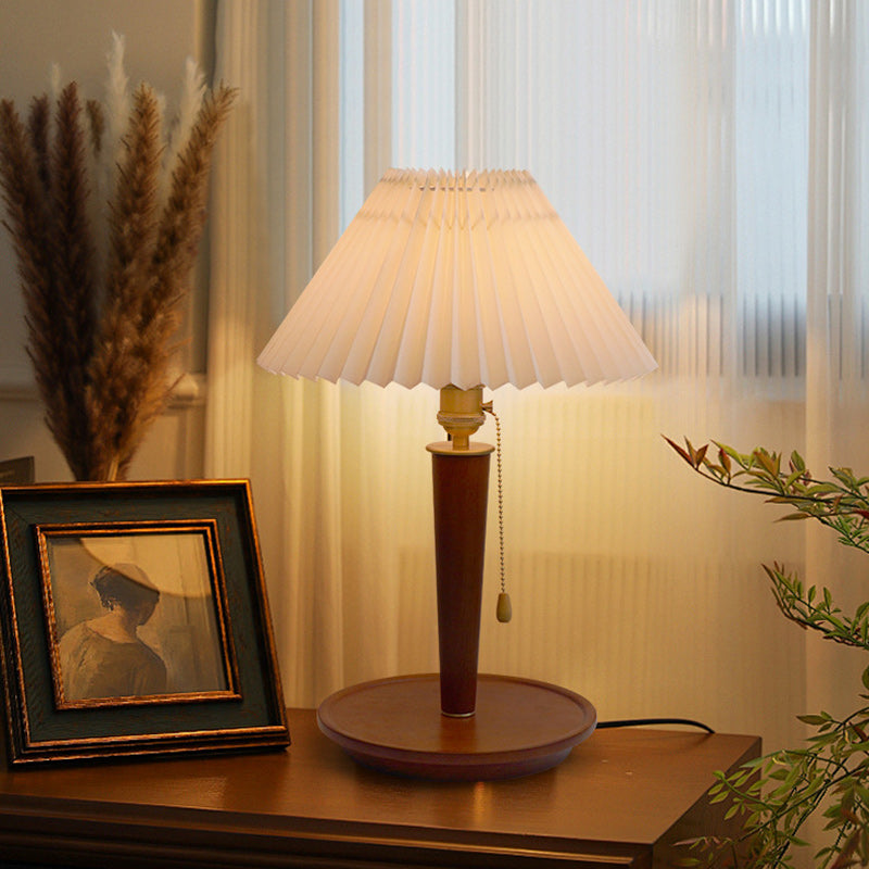 Dome Iron Wood Fabric Table Lamp