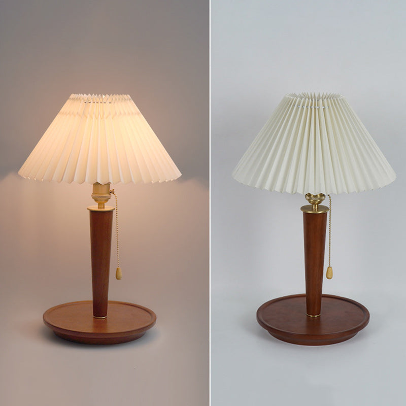 Dome Iron Wood Fabric Table Lamp
