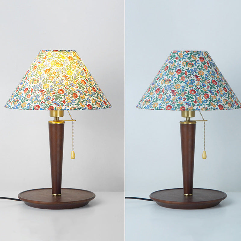 Dome Iron Wood Fabric Table Lamp
