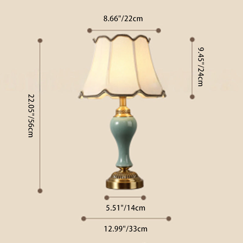 Drum Copper Ceramic Fabric Table Lamp