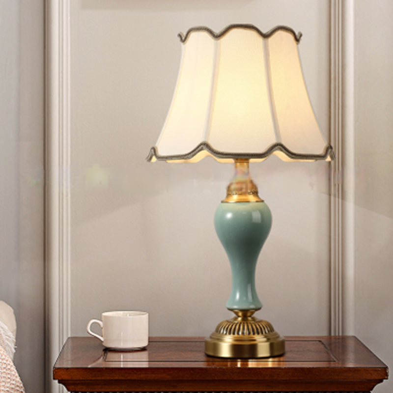 Drum Copper Ceramic Fabric Table Lamp