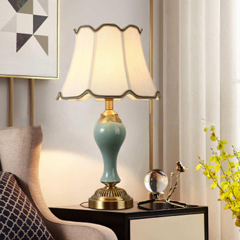 Drum Copper Ceramic Fabric Table Lamp