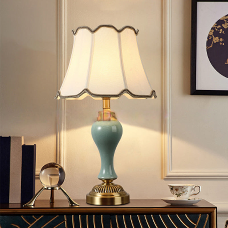 Drum Copper Ceramic Fabric Table Lamp