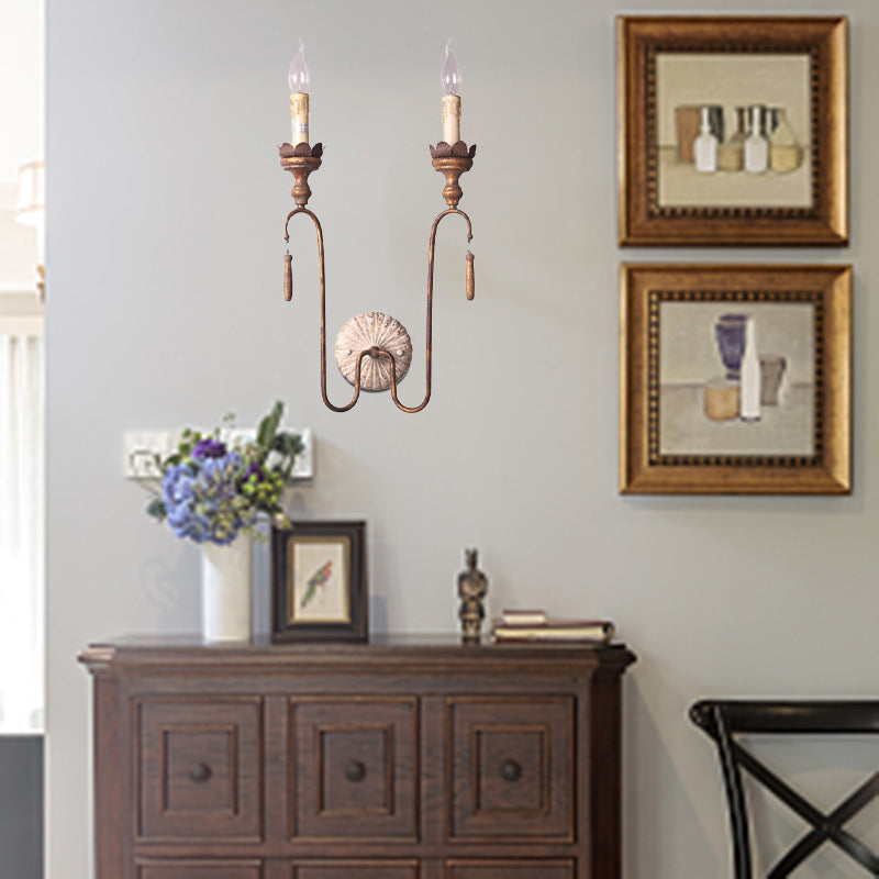 Column Iron Living Room 2-Light Wall Lamp