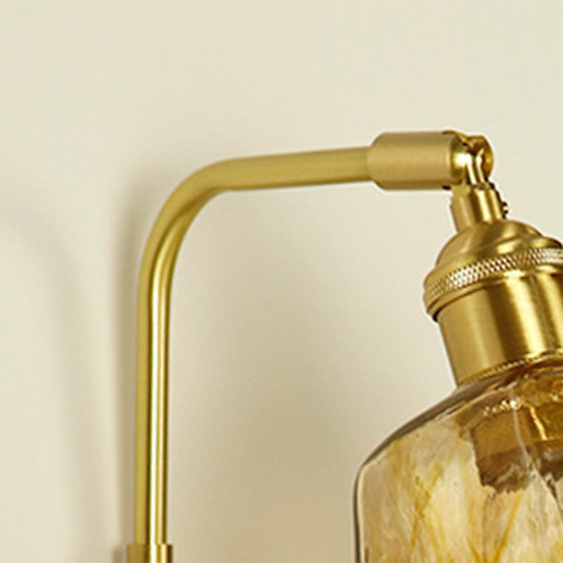 Trapezoid Copper Wood Glass Wall Lamp
