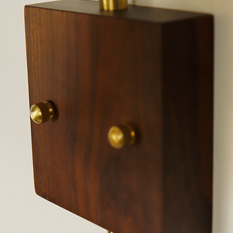 Trapezoid Copper Wood Glass Wall Lamp