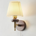 Drum Iron Wood Fabric Wall Lamp