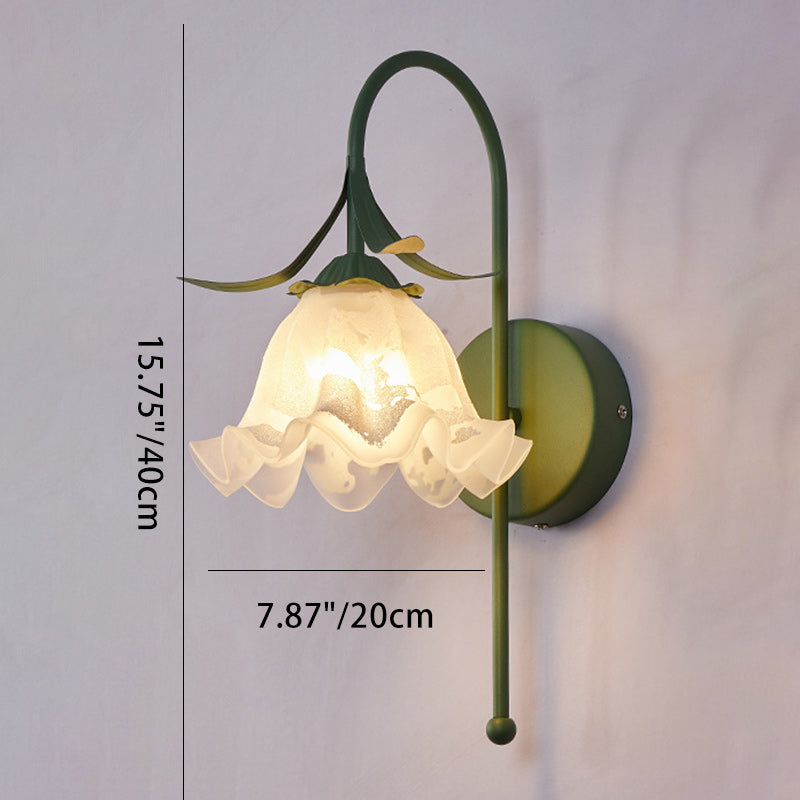 Flower Iron Glass Living Wall Lamp