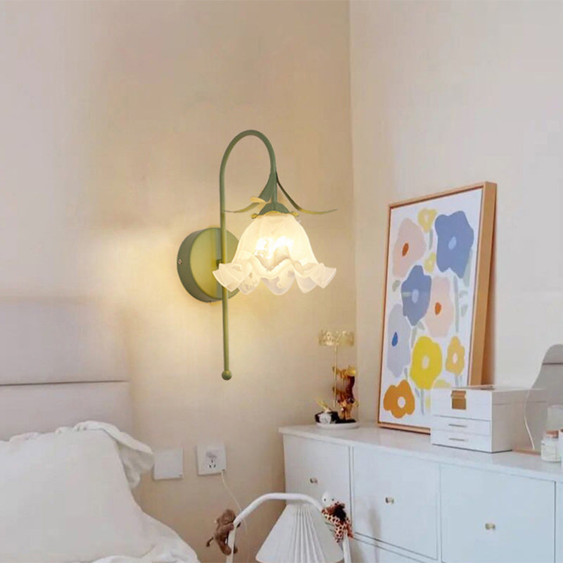 Flower Iron Glass Living Wall Lamp