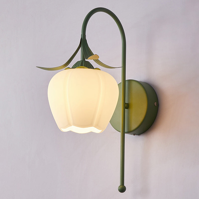 Flower Iron Glass Living Wall Lamp