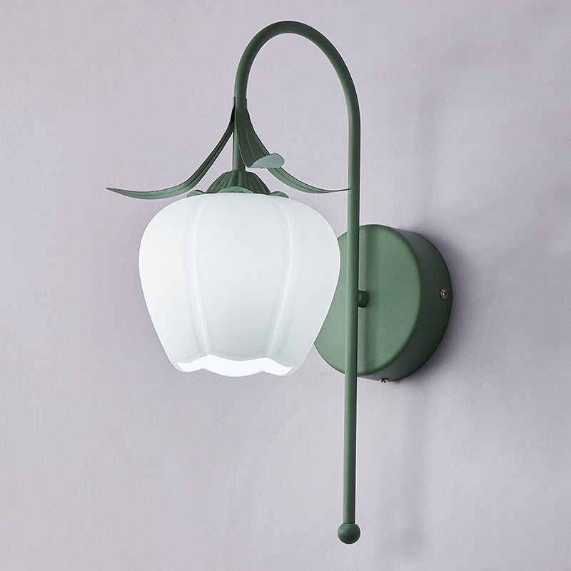 Flower Iron Glass Living Wall Lamp
