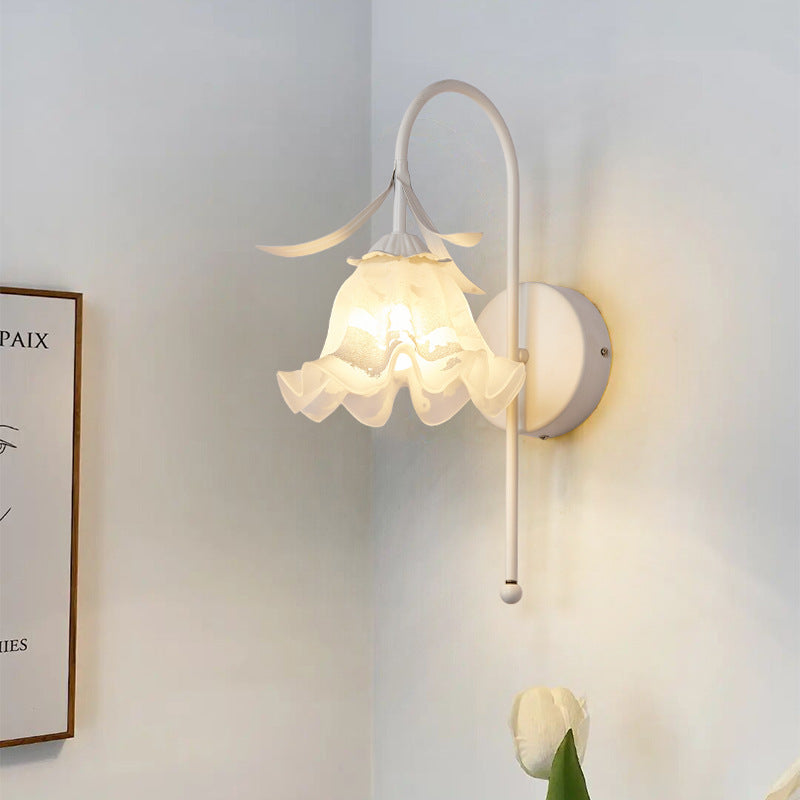 Flower Iron Glass Living Wall Lamp