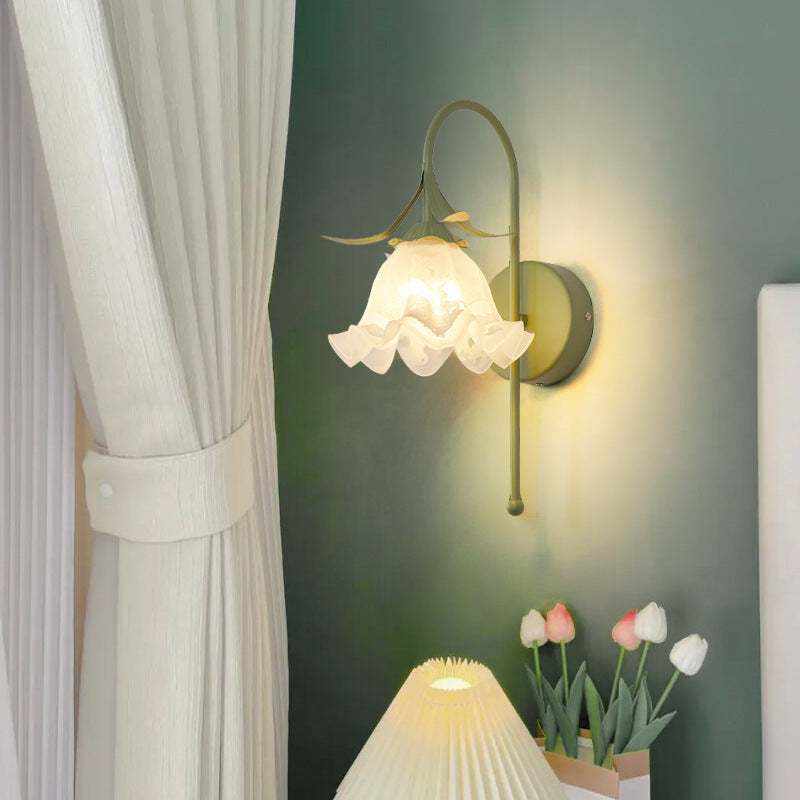 Flower Iron Glass Living Wall Lamp