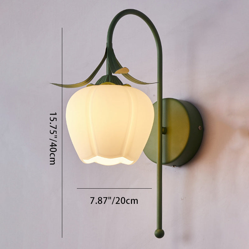 Flower Iron Glass Living Wall Lamp