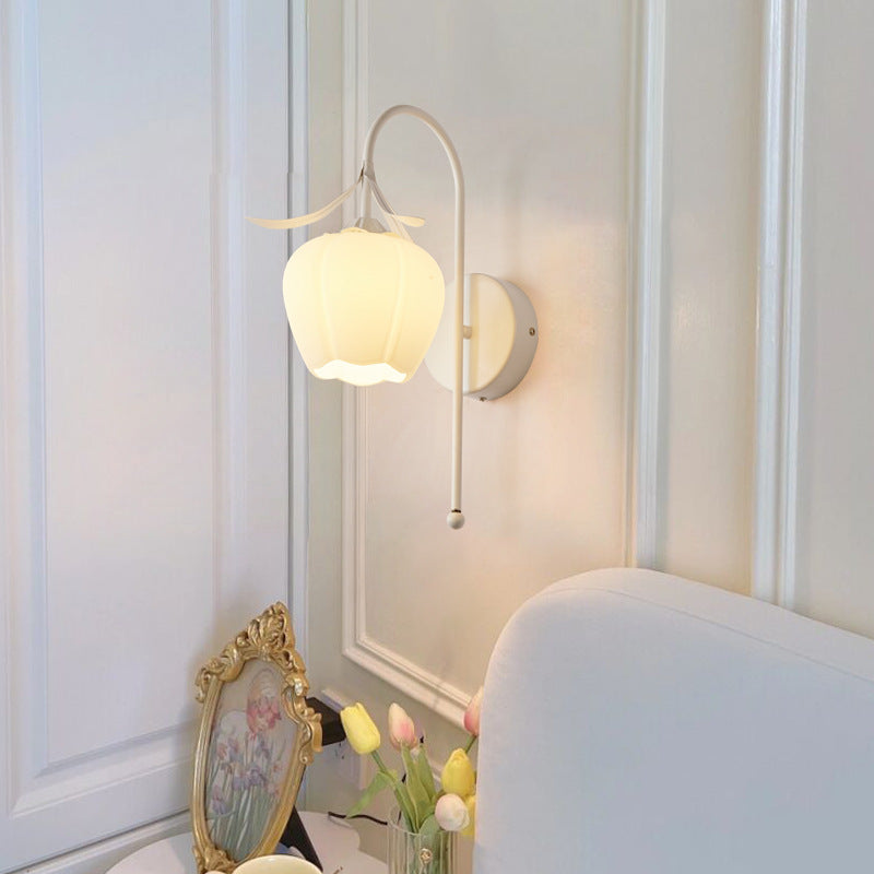 Flower Iron Glass Living Wall Lamp