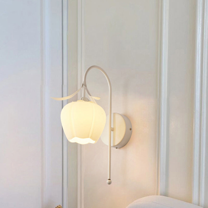 Flower Iron Glass Living Wall Lamp