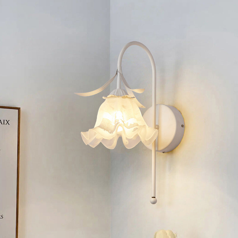 Flower Iron Glass Living Wall Lamp