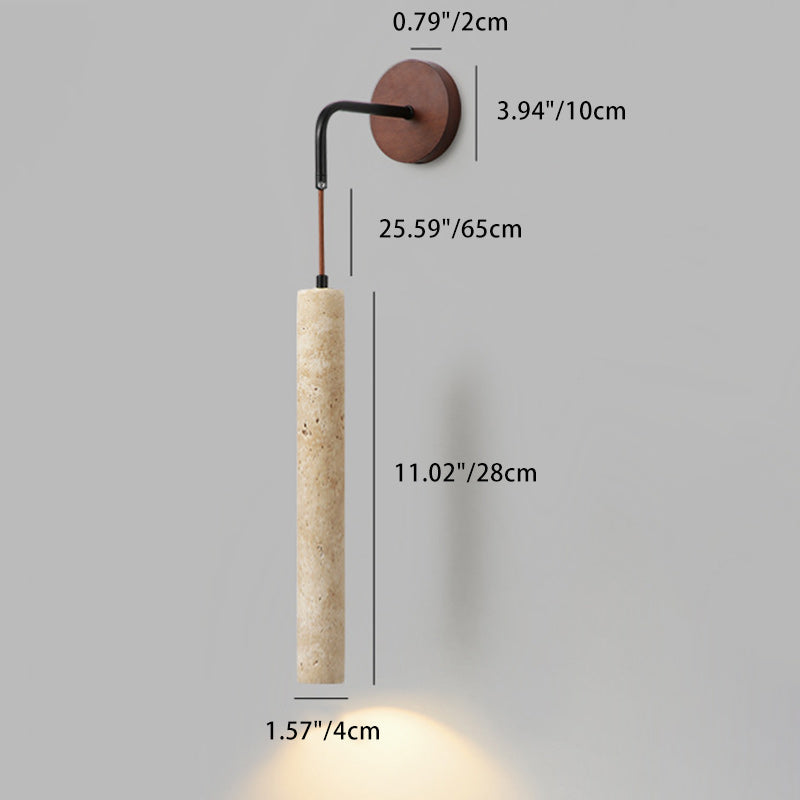 Column Wood Stone Living Wall Lamp