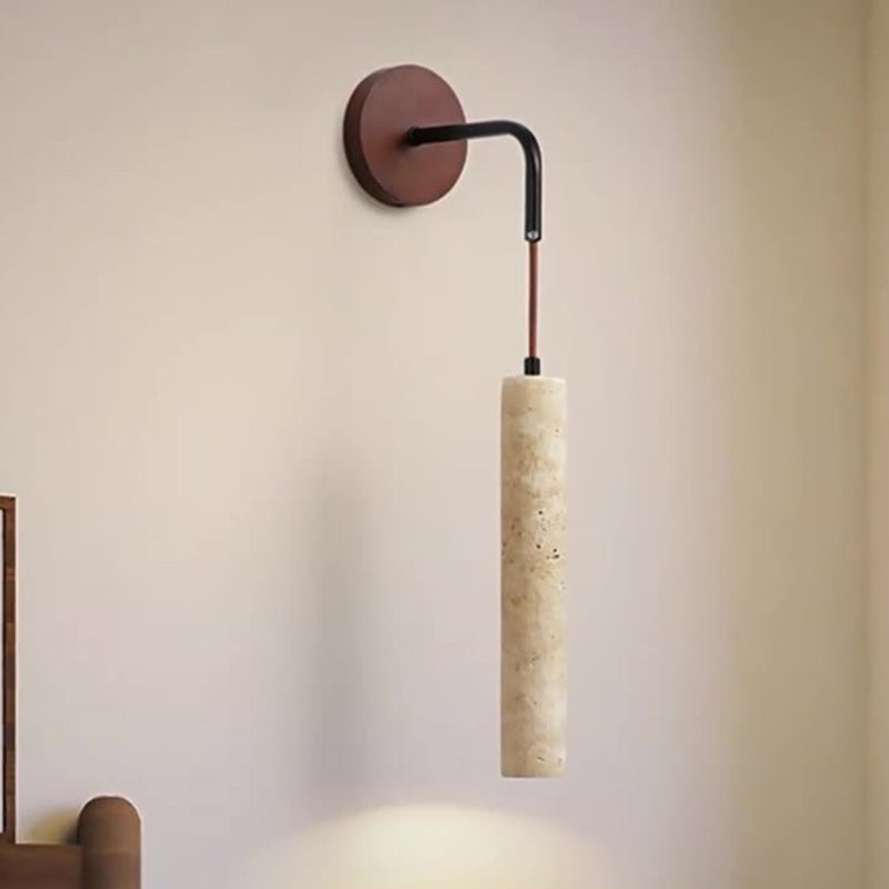 Column Wood Stone Living Wall Lamp