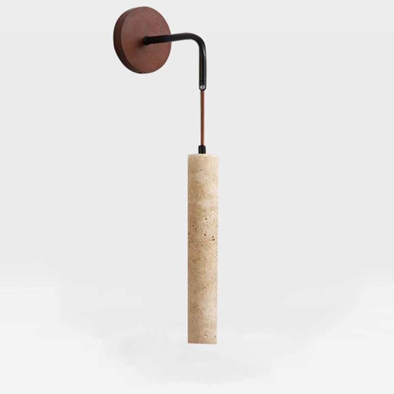 Column Wood Stone Living Wall Lamp