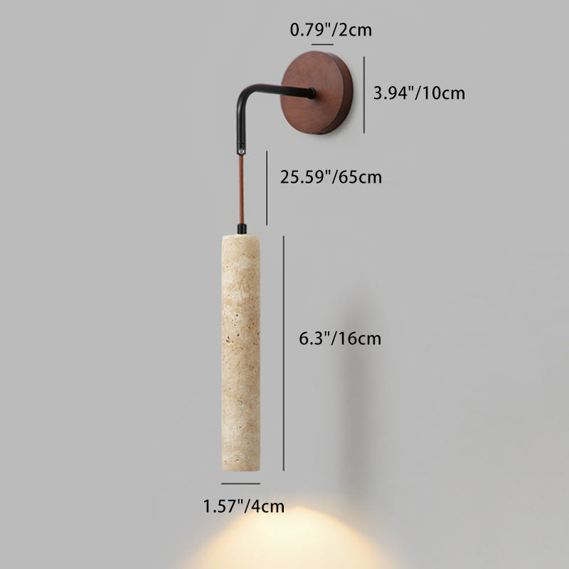 Column Wood Stone Living Wall Lamp