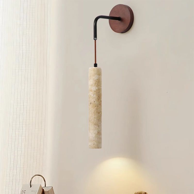 Column Wood Stone Living Wall Lamp