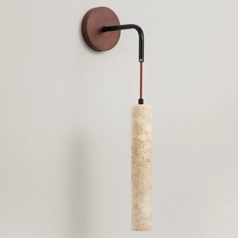 Column Wood Stone Living Wall Lamp