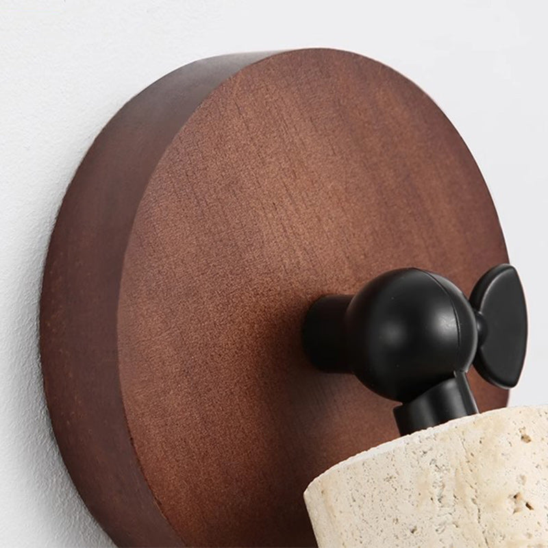 Column Wood Stone Living Wall Lamp