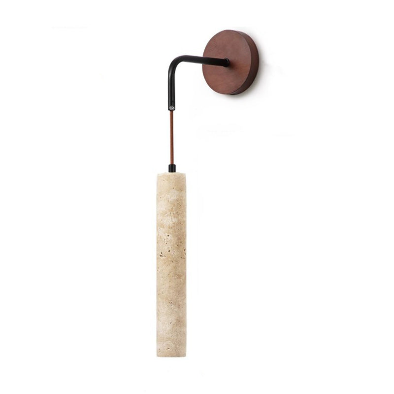 Column Wood Stone Living Wall Lamp