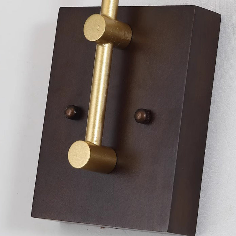 Flower Iron Wood Glass Wall Lamp