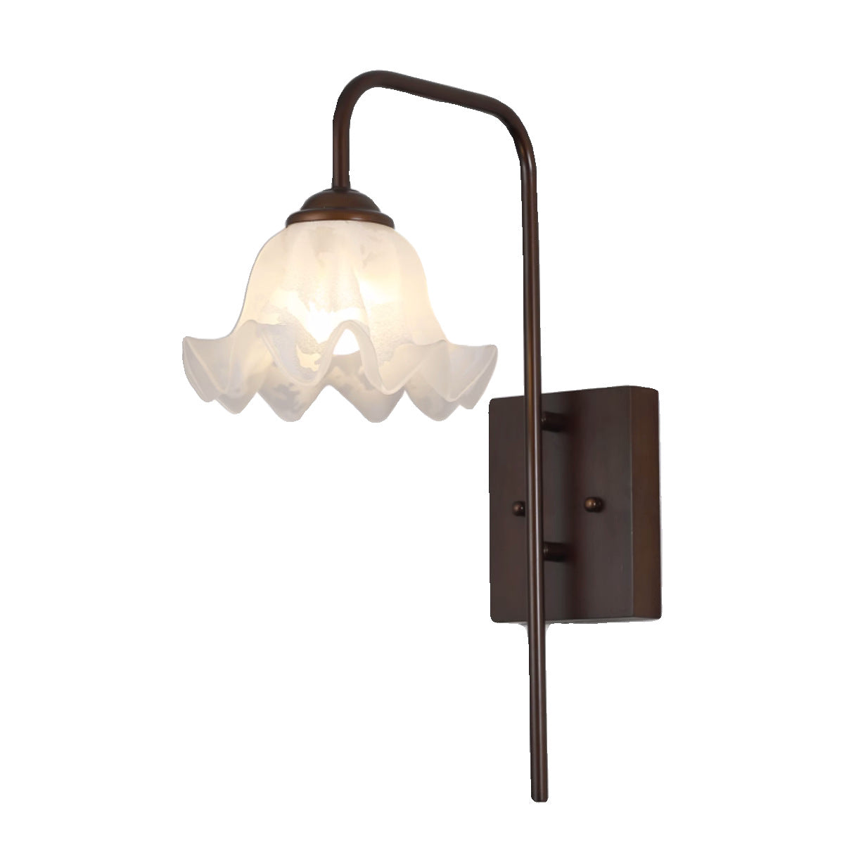 Flower Iron Wood Glass Wall Lamp