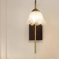 Flower Iron Wood Glass Wall Lamp