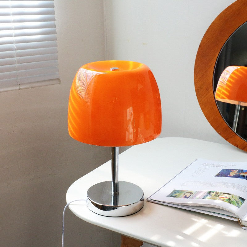 Drum Iron Glass Living Table Lamp