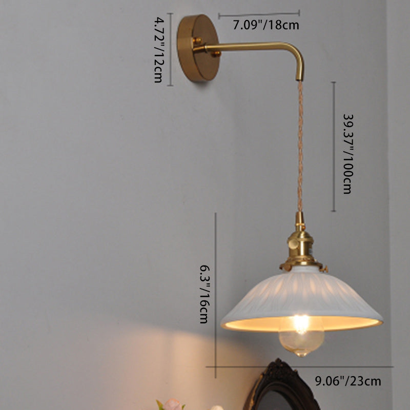 Round Copper Ceramic Living Wall Lamp