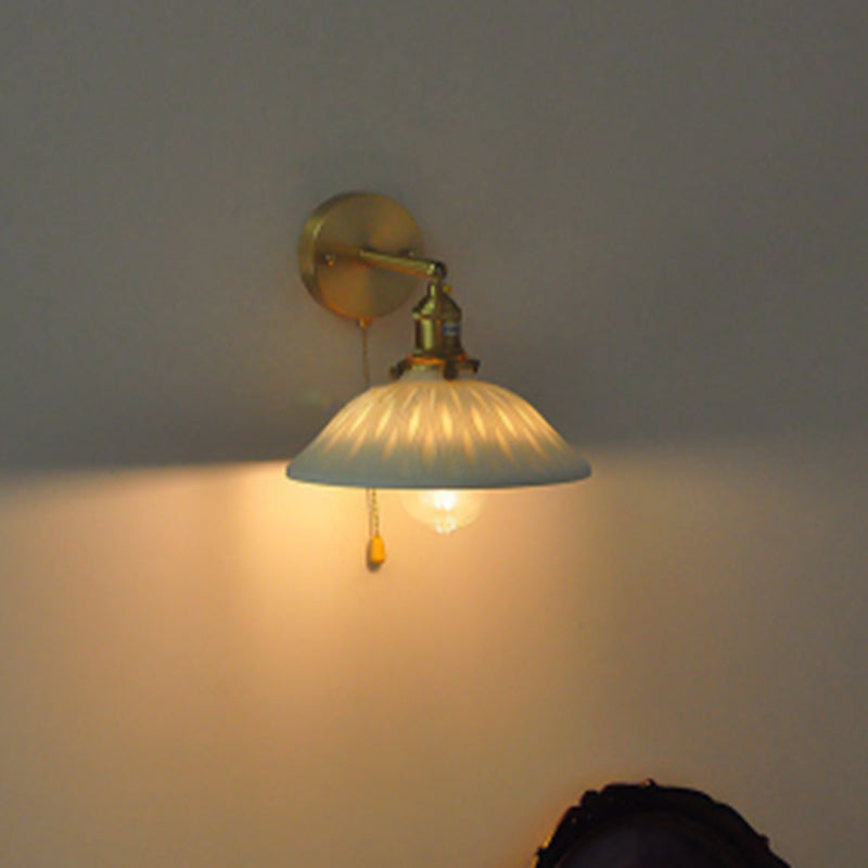 Round Copper Ceramic Living Wall Lamp