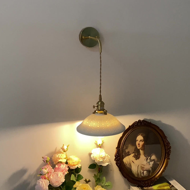 Round Copper Ceramic Living Wall Lamp