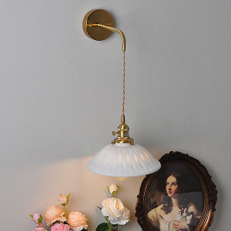 Round Copper Ceramic Living Wall Lamp